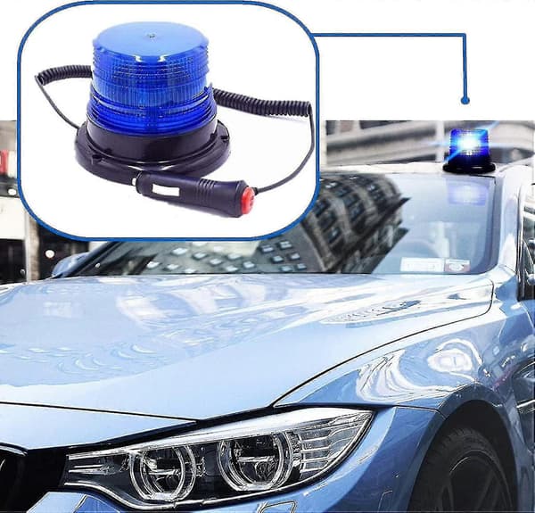 Magnetic LED Warning Light, Magnetic Vehicle Warning Light with 12v/24v Cigarette Lighter Socket (Blue)