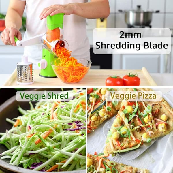 Round Cheese Grater (Red), Vegetable Slicer for Cheese, Carrots, Potatoes, Nuts, Cucumber