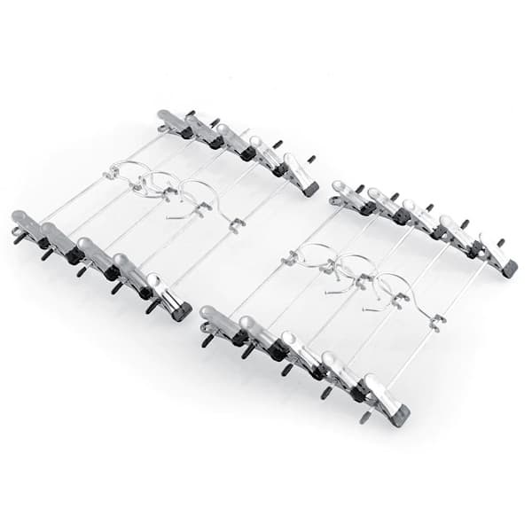 10-pack silverfärgade hängare med klämmor för byxor och kjolar