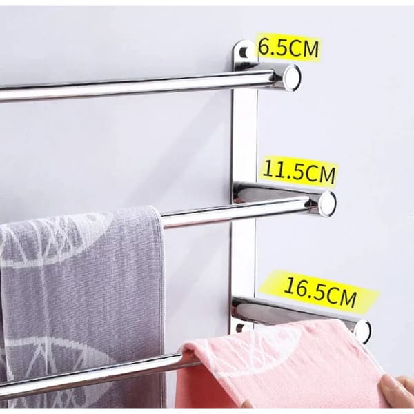 Hængende håndklædeholder Håndklædeholder med krogram Badeværelseshylde 304 Rustfrit stål Hjem Køkken Tre stangstativ 50cm L