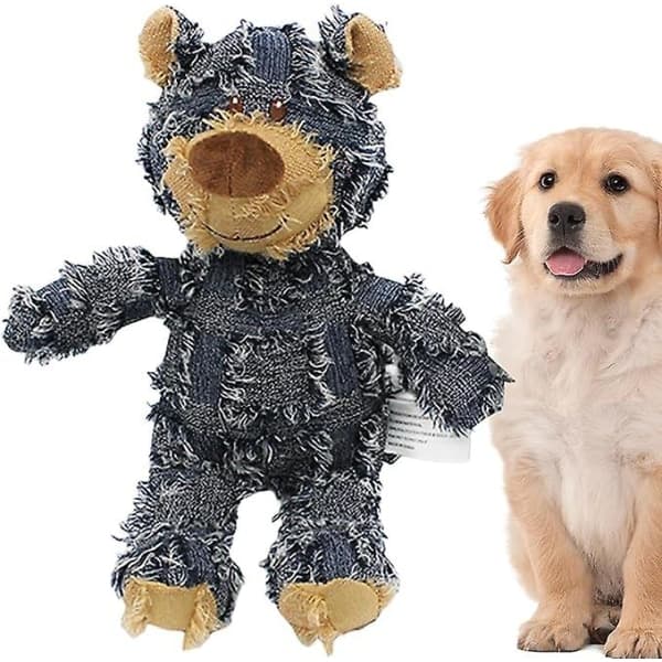 Indestructible Solid Bear Durable Tough Breathable Teddy Bear Teeth Cleaning Suitable for Dog Toys That Like to Chew - Blue Blue