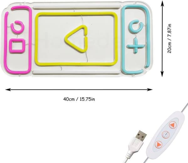 Gamepad-formad LED Neonskylt – Väggmonterad Neon Gaming Lampa för Spelrum, Tonårsrum, Inredning (Gamepad)