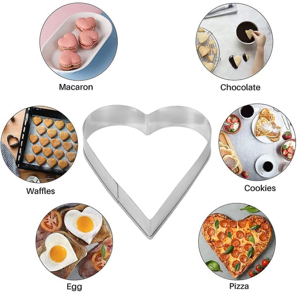 5-delt hjerteformet kageudstikkersæt Valentinsdag kageudstikker rustfrit stål hjerteudstikker Valenti Wuqx