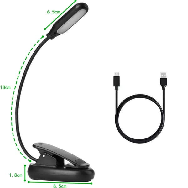 Boglampe, LED USB-genopladelig læselampe med 3 niveauer