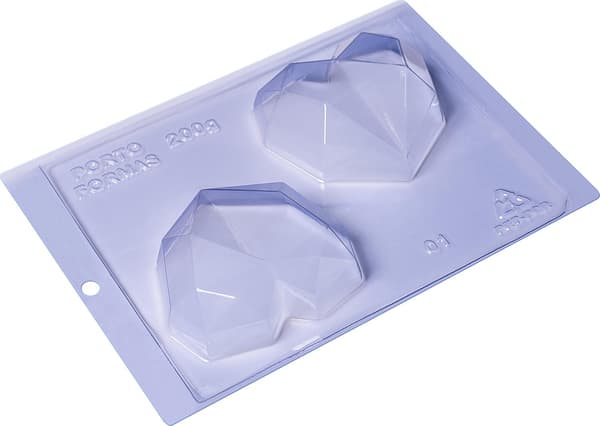 Pralinform Hjerte Diamant - Porto Formas 01 - Spesiell 3-delt form Transparent transparent