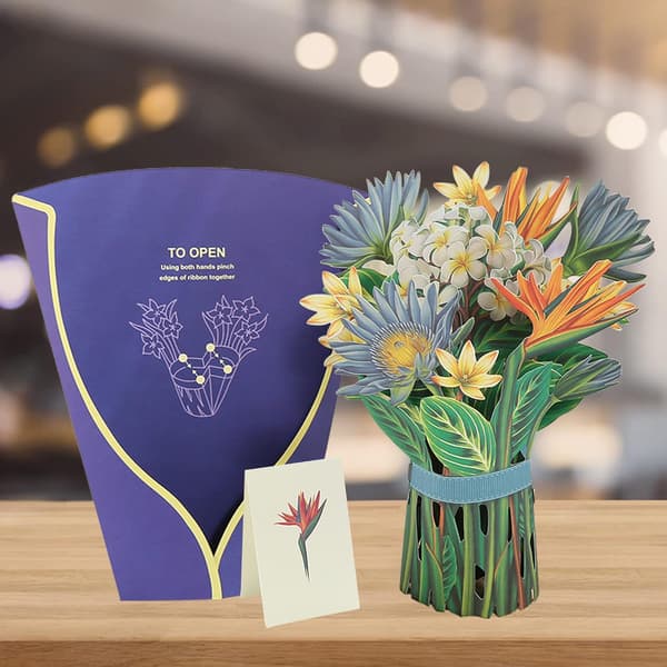 3D Pop Up Card, 12 inch Everlasting Flower Bouquets Greeting Card