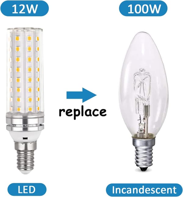 E14 12W LED Bulb, 220-240V, 1200LM Cool White 6000K, Non-Dimmable, Equivalent to 100W Incandescent Bulb, 4-Pack