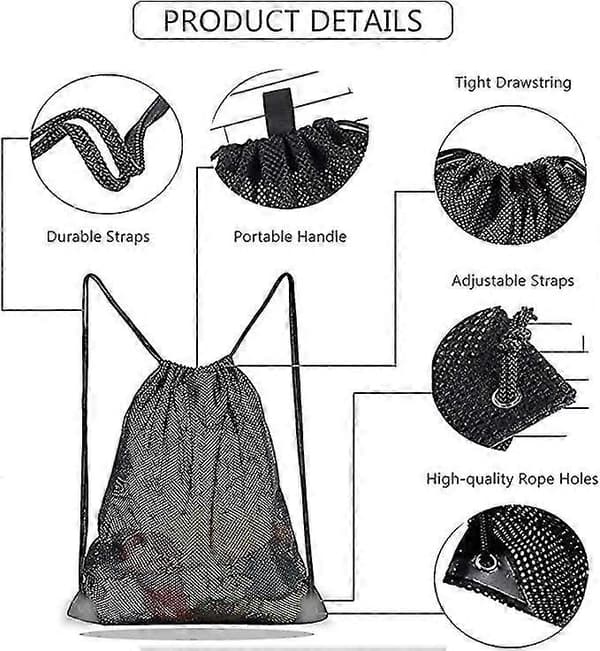 Gymtaske med snøre, net-strandtaske, net-boldtaske