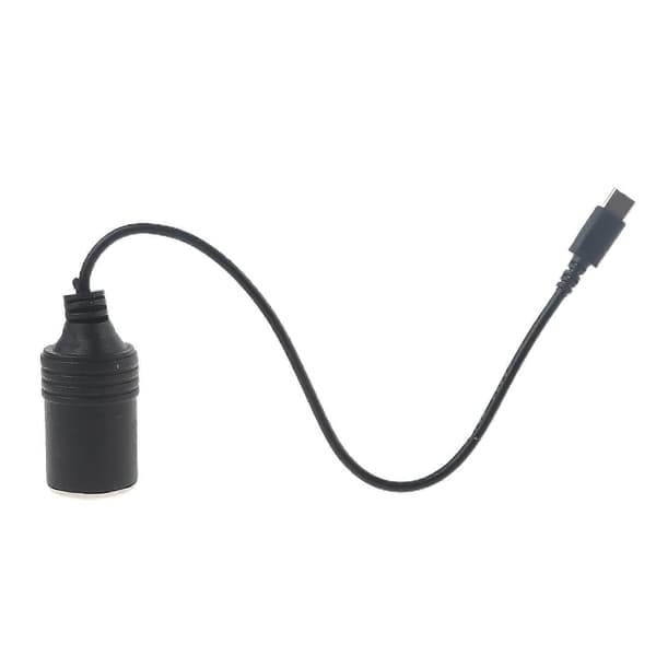 USB-C PD til 12V 60W Bilcigarettænder Hun Adapterkabel til Biloplader Støvsuger Sort