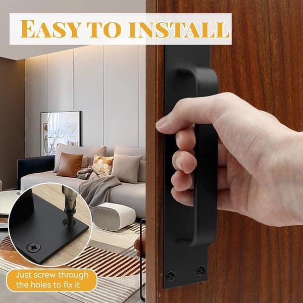 2 Sliding Door Handles - Aluminum Alloy, for Kitchen, Bathroom, Wardrobe - Black - 20*4*3.3 cm