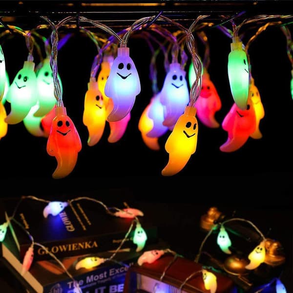 LED-lyslenker 6M 40-lampe Fargeskiftende spøkelse for Halloween-dekorasjon (Batteriversjon)