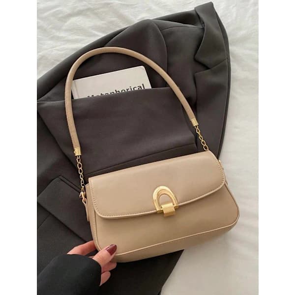 Moderne skuldertaske med solid metaldekoration, multifunktionel, velegnet til shopping, pung, unge kvinder, studerende, rød Red