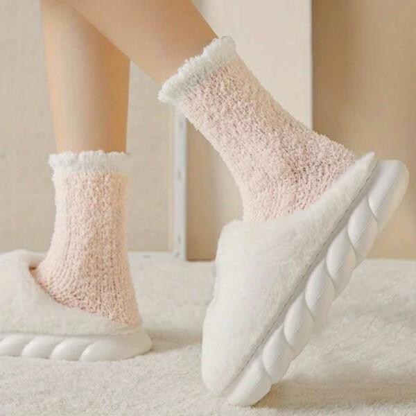 Fuzzy Rag Socks - Plysch Varm Fleece Blå blå blue
