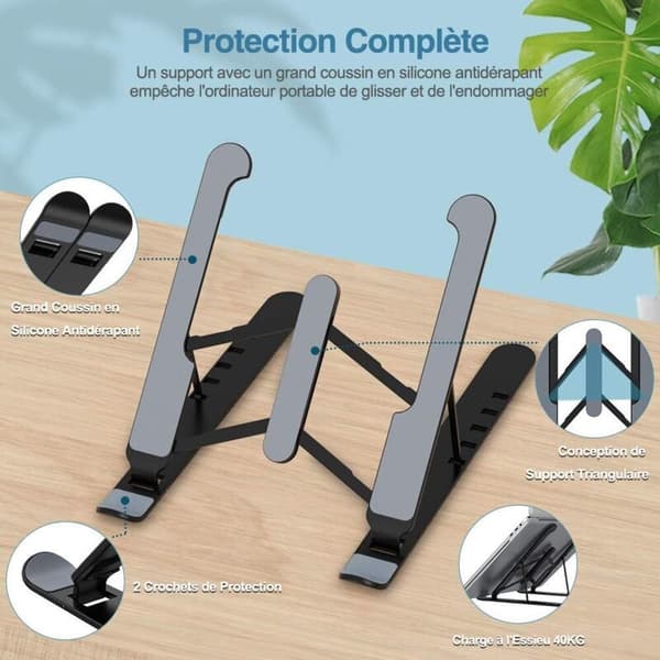 Bærbar computerstander, 6-niveau justerbar bærbar computerstander, ergonomisk og let, kompatibel med MacBook, Dell, Lenovo, HP