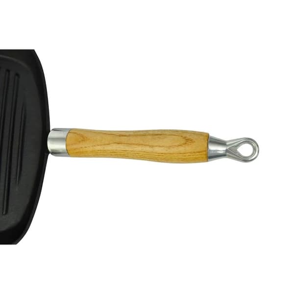vidaXL Grillipannu puukahvalla 25 x cm Musta Svart, Trä black
