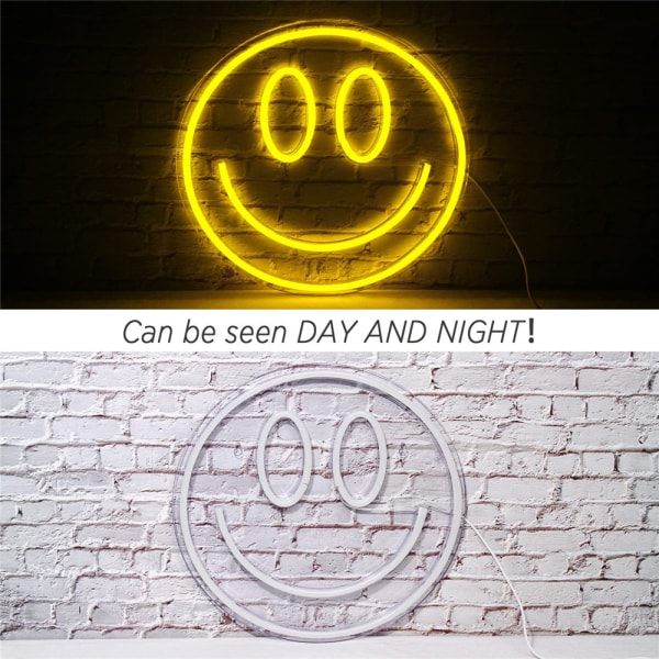 Smiley Face Neon Skylt för Dekor LED Nattlampa USB Barnpresent