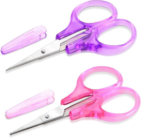 2-pack Små Sysaxar Rostfritt Stål, Precision för Broderi Quiltning Sömnad Stickning Hantverk (Rosa + Lila)