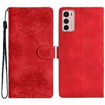Kirsebærblomst PU-deksel til Motorola Moto G42 (rød)