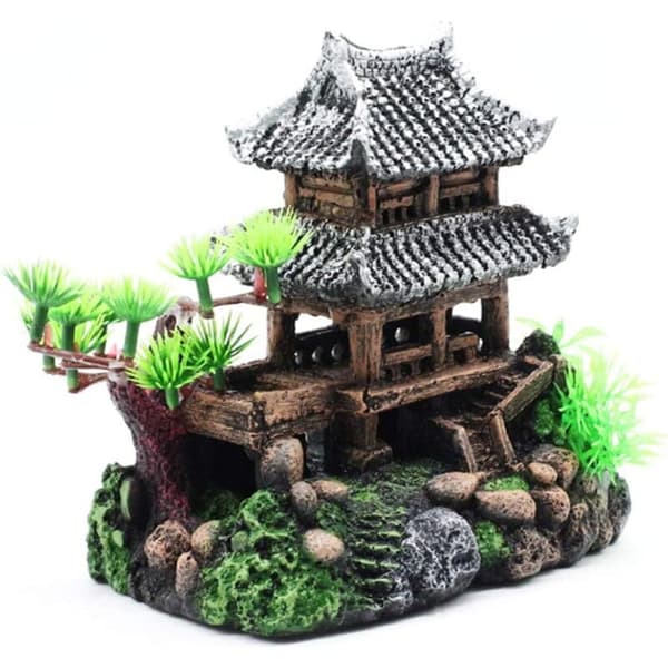 Eco-friendly Resin Aquarium Decoration with Realistic Details, Shaped like a Castle