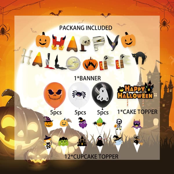 Bursdagsdekorasjon med Halloween-tema, populære bursdagsballonger
