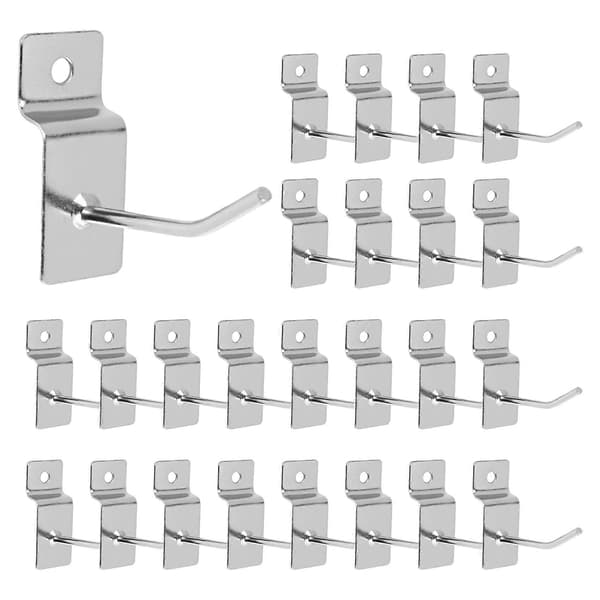 25 x Slatwall Enkeltkrog Pin Butiksdisplay Passende Krog Bøjle 50mm Sølv Silver