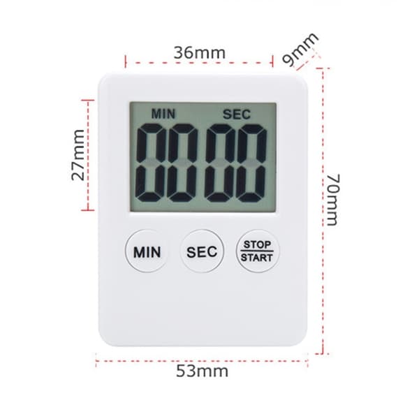 Tynn kjøkkentimer Stor skjerm Digital magnetisk nedtelling - Sølv Silver silver