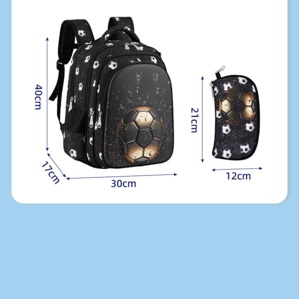School Bag, 2-Piece Backpack Set, with Pencil Case (Football)