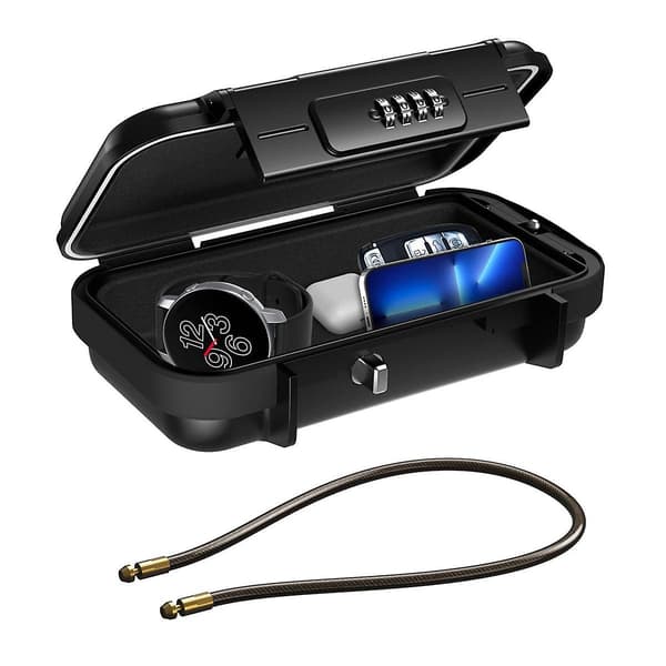 Portable Beach Safe Cabinet with 4-Digit Combination Lock and Steel Cable for Outdoor Use [JUN]