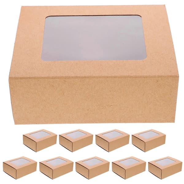 10 pcs Small Gift Boxes Party Favors Paper Packaging Box with Window for Wedding Birthday