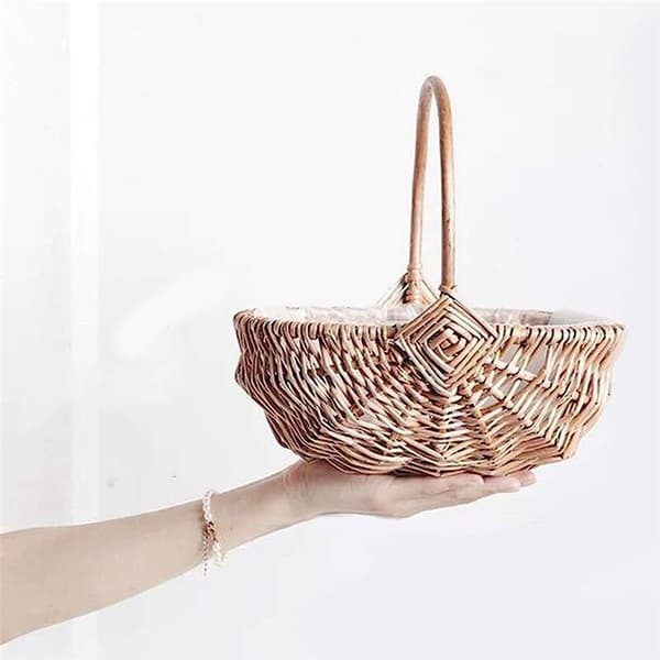 Hand-woven Bridesmaid Basket with Handle, Wicker Storage Basket, Empty Wicker Basket, Bridesmaid Basket Baskets for Wedding