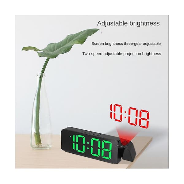 180° rotasjons projeksjonsklokke 12/24t LED digital klokke USB-lading tak