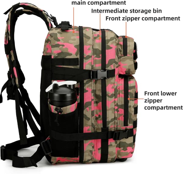 45L Taktisk Vanntett Angrepsryggsekk med Molle (Rosa)