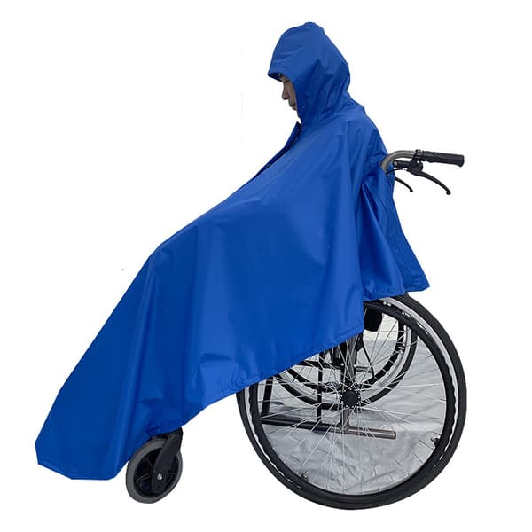 Vanntett Rullestol Regnponcho med Termofôr, Marineblå - Universal Passform [JUN]