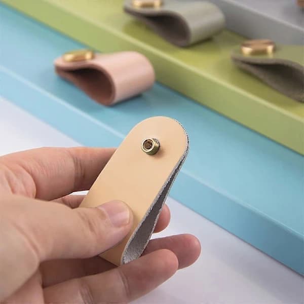 6 PCS Leather Cabinet Knobs PU Leather Cabinet Door Knobs Leather Drawer Knobs Leather Cabinet Door Knobs with Screws
