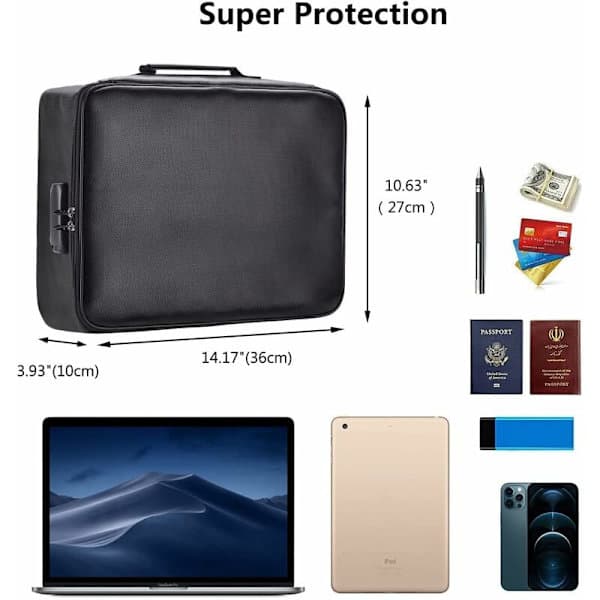 Fireproof Document Bag with Lock - Waterproof Storage Bag for Home, Office, Travel-XF10-