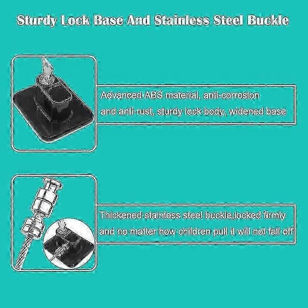 Child Safety Locks for Refrigerator 2-pack with Keys for Cabinets & Drawers