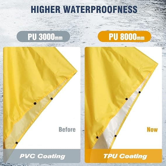 Vandtæt Regnponcho Let Genanvendelig Vandring med Hætte One Size Gul Yellow