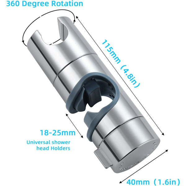 Adjustable Diameter Shower Holder, Replacement Shower Head Bracket Chrome Finish, Handheld Shower for Bathroom