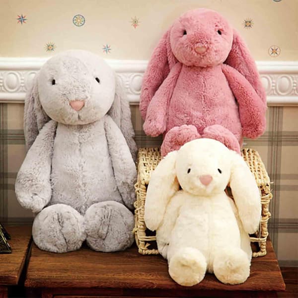 Soft Stuffed Animal Rabbit Mustache, Medium Size, Plush Comforter for Boys and Girls grey-FA- grey 50CM grey 50CM