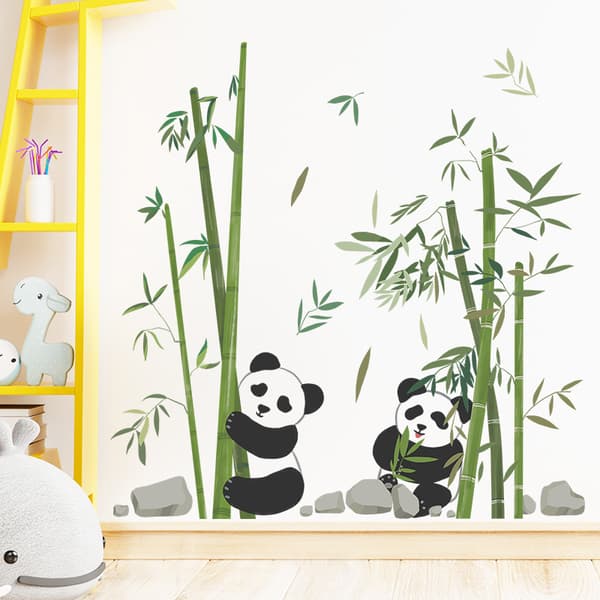 Panda och bambu väggdekaler Djur björn väggdekaler Barnkammare chi