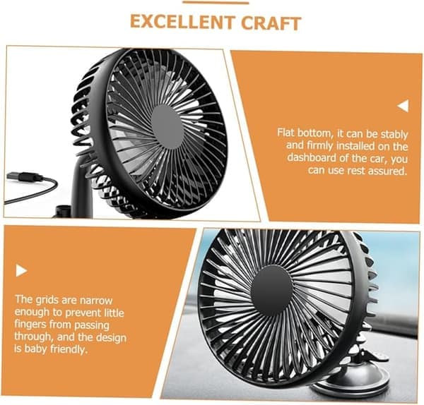 USB Bilventilator - Stille køleventilator til biler, SUV'er, autocampere | Let og nem installation