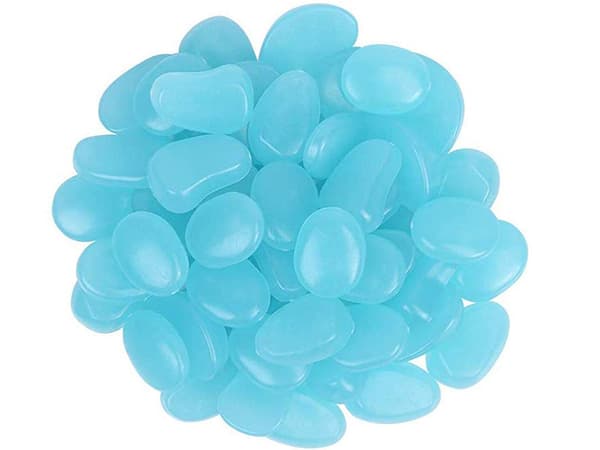 100 stk. selvlysende sten - Glow in the Dark dekoration Blå blue