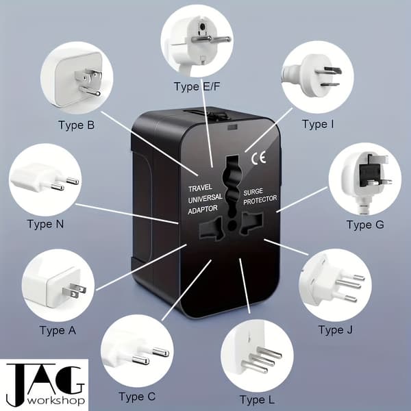Universal rejseadapter med EU/USA/Storbritannien/Australien-stik, kompatibel med iPhone, Samsung, Android, iPad, bærbare computere SF-931 SF-931