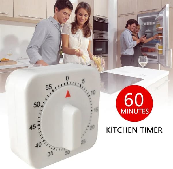 60 min mekanisk kökstimer korttidsklocka kökstimer baktimer äggtimer mekanisk vit