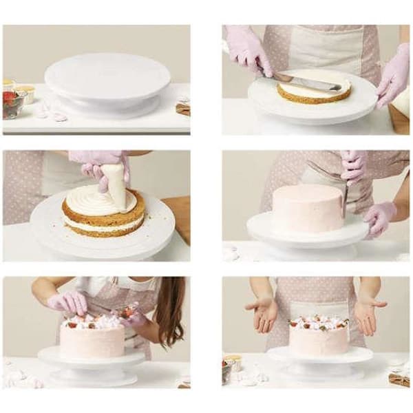 Roterende Kakefat, Hvit Roterende Kakebrett, Baking & Dekorering Dreiebord