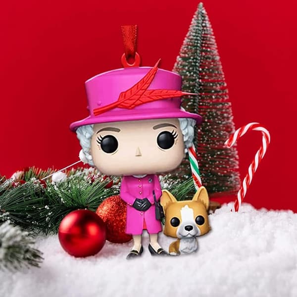 4 stk. Dronning Elizabeth II og Corgi akryl-suvenirpynt
