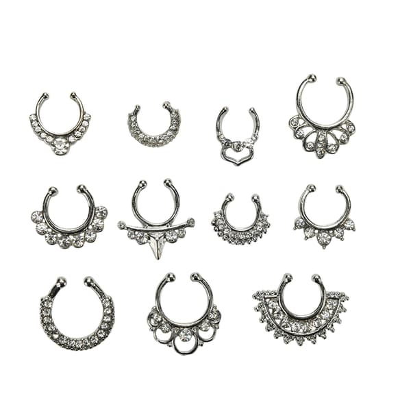 Berlocker Fake Septum Clicker Kristall Näspiercing-FA12- Silver Silver