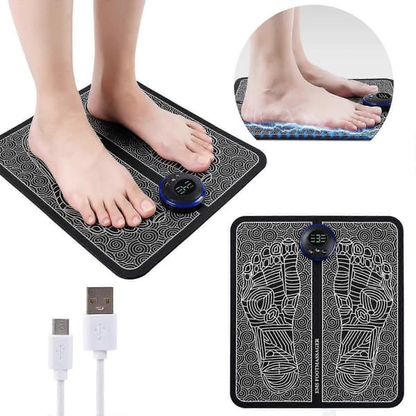 Ems Fodmassage Pad Måtte Elektrisk Massageapparat Usb Lcd Bærbar Usb Genopladelig [DB]