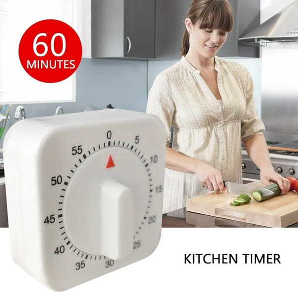 60 min mekanisk kökstimer korttidsklocka kökstimer baktimer äggtimer mekanisk vit