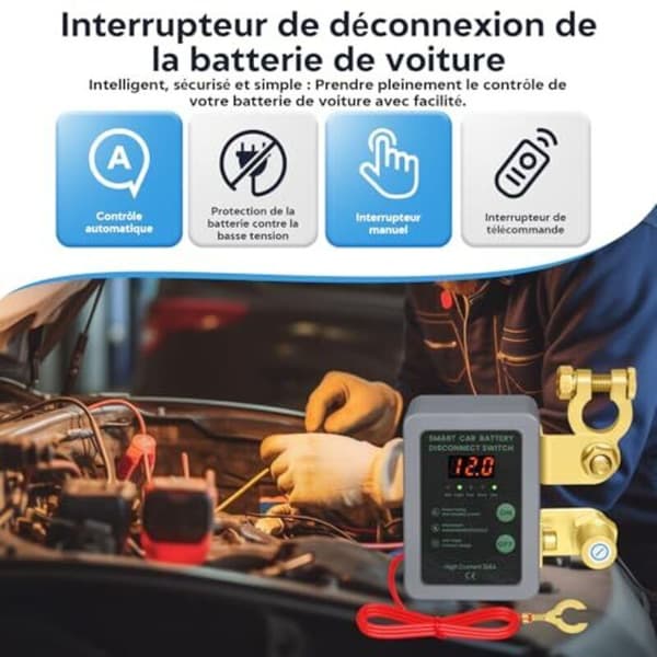 12V Wireless Remote Control Battery Disconnect Switch 240A with LED Display Compatible with Car RV ATV Truck